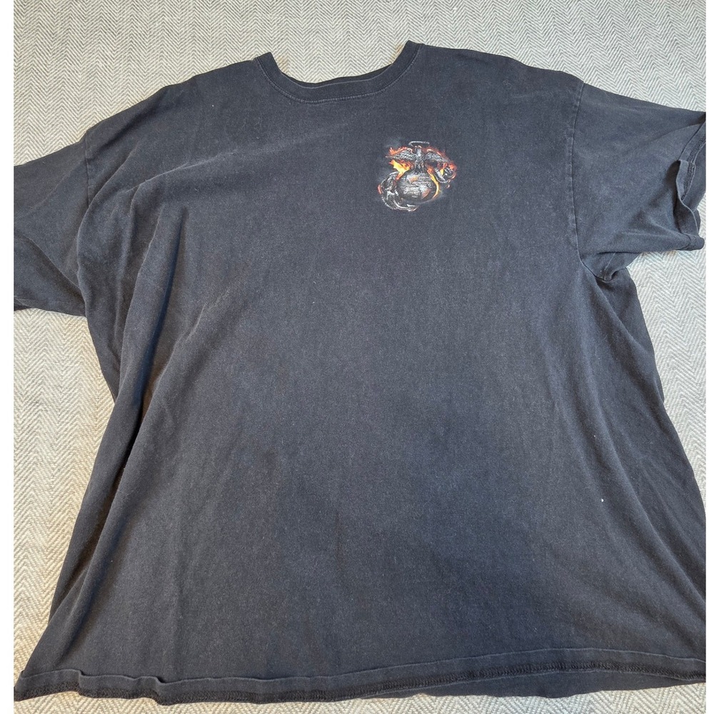 Gildan US Marine Corps USMC Flame EGA Graphic T-Shirt Black Mens 2XL